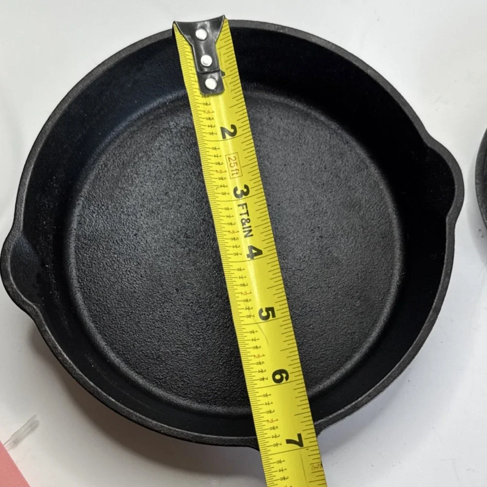HAWOK Cast Iron 3-Piece small Frying Pan Set Black Uncoated Long Handle